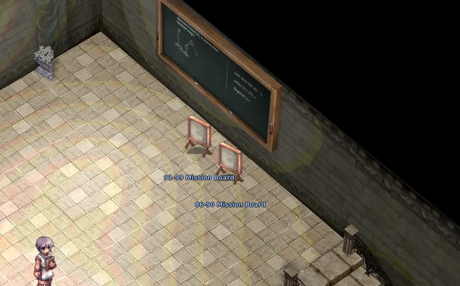 The Lv86-99 boards, upstairs next to the tutorial in game