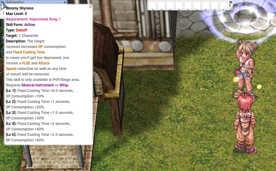 The Gloomy Shyness skill window in the game
