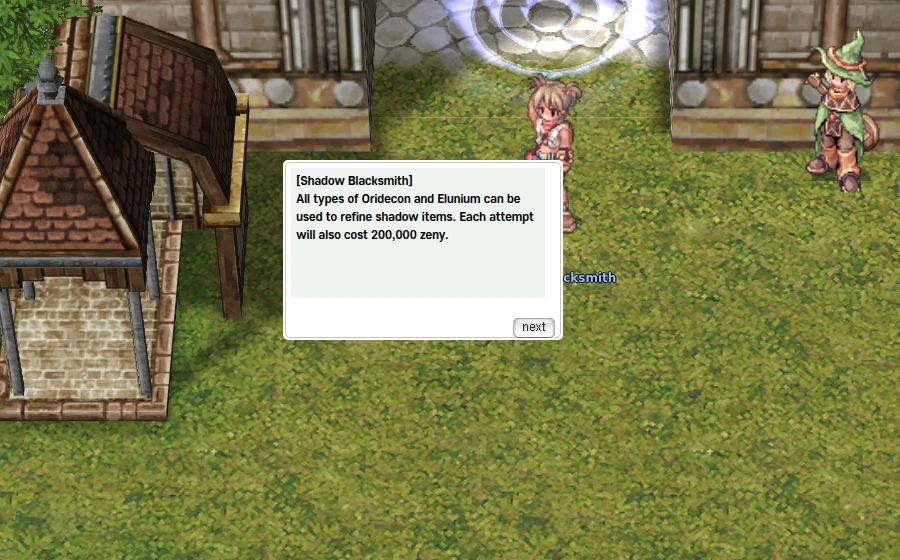 The Shadow Blacksmith's refine info text
