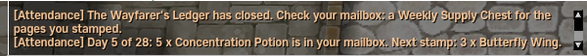 Two attendance lines in chat with the [Attendance] tag