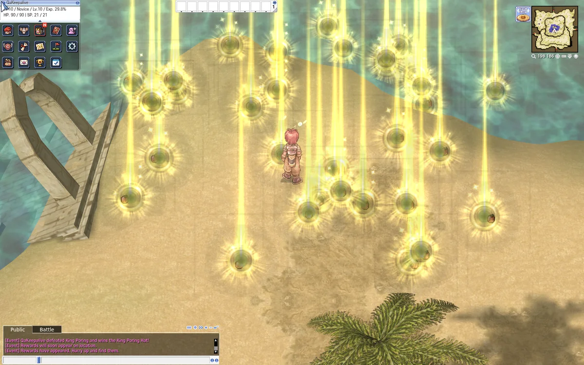 Poring Treasures on the ground around King Poring