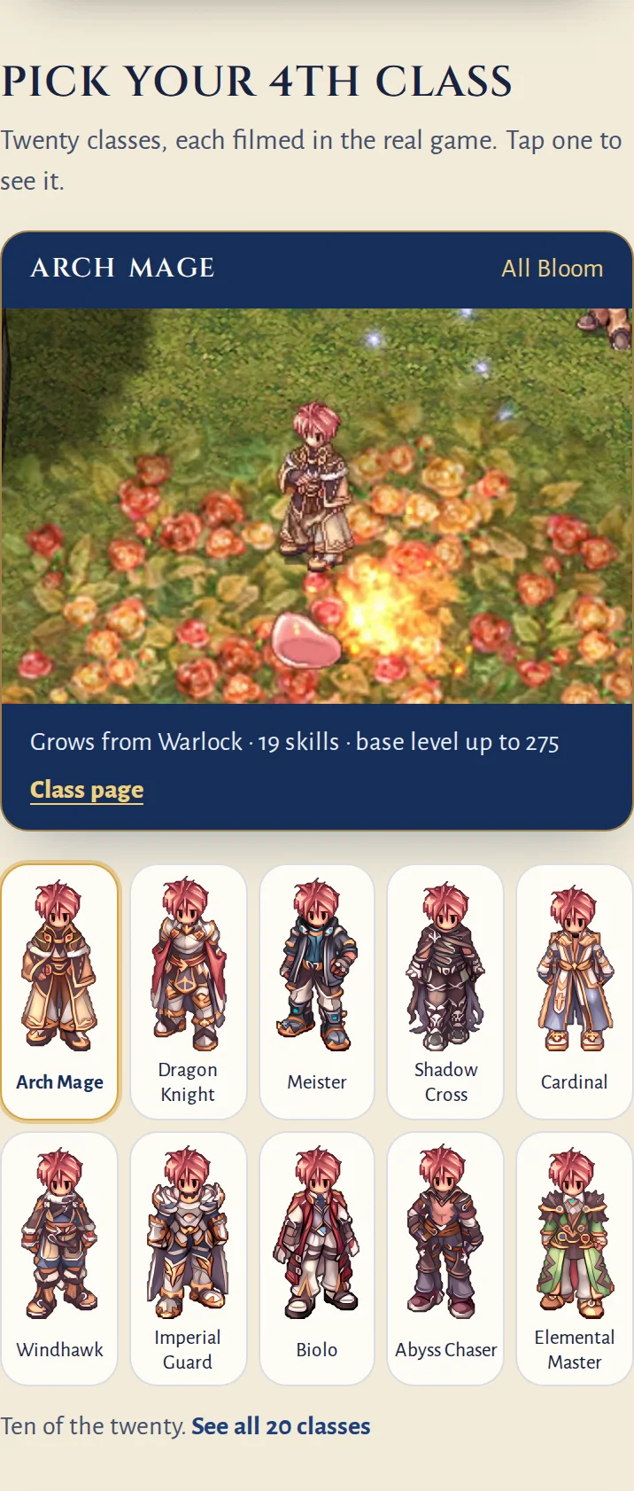 Pick your 4th class section on a phone: the Arch Mage clip with the whole character in the middle, above ten class buttons