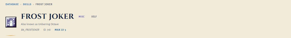 The top of the Frost Joker skill page with its icon, a small snowman