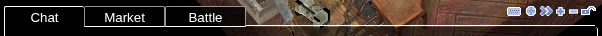Chat box tab bar with three tabs: Chat, Market, Battle, and the small window buttons on the right.