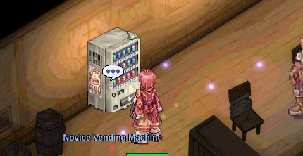A vending machine inside an Izlude building with its name under it: 'Novice Vending Machine'.